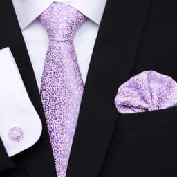 Hot Sale 7.5 cm Tie Pocket Squares Cufflink Set Necktie Pink Purple Hombre Printed Formal Clothing Accessories Fit Party