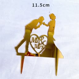 Color Mrs & Mrs Wedding Party Cake Toppers Gold Flowers Acrylic Bride and Groom Cake Toppers for Happy Wedding Cakes Decoration