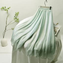 Women's Vintage Double Layer Pants Chinese Style High Waist Imitated Silk Chiffon Shiny Wide Leg Skirt Pants 2024 Spring PA111