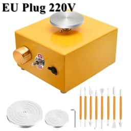 Electric Pottery Wheel with LCD Display 25CM 350W Pottery Wheel Ceramic Work Clay DIY Craft Dual Control Removable ABS Basin