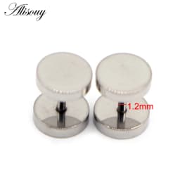 Alisouy 2pcs Gothic Stainless Steel Barbell Round Stud Earrings For Women Men Dumbbell Pierceing Earrings Punk Fashion Jewelry