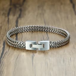 ZORCVENS 2024 New Double Rope Chain Mens Stainless Steel Bracelet Polish Color Punk Biker Pulseira Masculina Jewelry