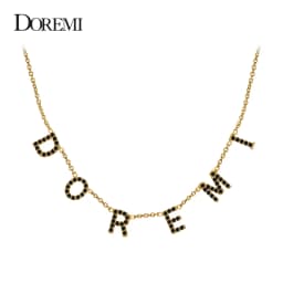 DOREMI 9mm 5color Personalized Custom CZ Stone Crystal Name Necklace for Woemn Choker chain Letter Necklaces Custom Jewelry Gift
