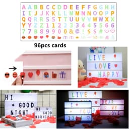 DIY Message Board Lightbox LED Combination Night Light USB AA Battery Powered Cinema Lightbox with Colorful Letters Cards A4 A5