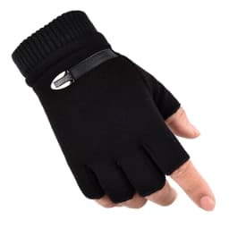 Winter Gloves Men Fleece Warm Half Finger Gloves Stretch Fingerless Mittens for Man Male Outdoor Bicycle Driving Gloves