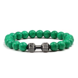 High Quality Men Beaded Bracelet Natural Black Lava Stone Dumbbell Charm Bracelets Energy Fitness Barbell Fashion Women Jewelry