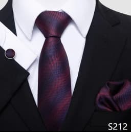 Newest Style Holiday Present 100% Silk Tie Pocket Squares Cufflink Set Necktie Men Dark Blue Wedding Accessories Office Cravat