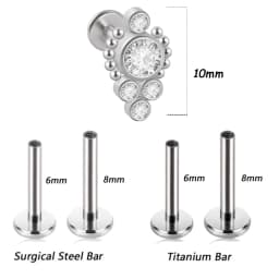 1PC G23 Titanium&Steel 16G CZ Gem Triangle Labret Lip Ring Crystal Cluster Ear Cartilage Tragus Helix Piercing Screw Fit Top 16g
