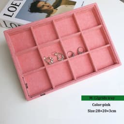 Pink Velvet B/M/S Necklace Earrings Storage Box Showcase Jewellery Stand Holder Ring Jewelry Display Organizer Case Tray Holder