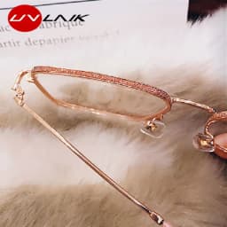 UVLAIK Computer Glasses Frame Women Men Anti Blue Light Alloy Eyewear Blocking Square Spectacle Transparent Glasses Optical