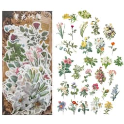 60pcs DIY Flowers Stickers Pack for Diary Album Planner Decoration Stationery School Supplies Pack of Diverse Floral Designs