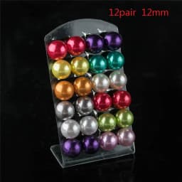 12Pairs Colorful White Imitation Pearl Stud Earrings For Women Ear Jewelry Round Ball Earring 4 6 8 10mm