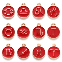 12pcs/lot 15x12mm 12 Constellation Charms Double Face Enamel Charms Charms Pendants Jewelry Making Handmade Craft Accessories