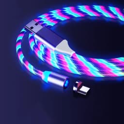 Magnetic Cable Flowing Light LED Micro USB Cable for Samsung Type C Charging for Xiaomi Huawei Magnet Charger Cord