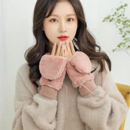Women Winter Keep Warm Plus Cashmere Thicken Cute Lovely Solid Mittens Full Finger Flip Gloves Outdoor Cycling Windproof Soft