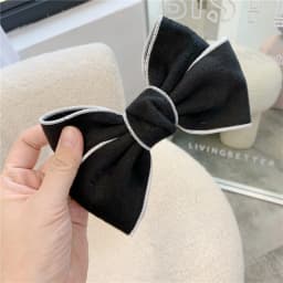 Korea Autumn Winter Black White Imitation Cashmere Bow Hairpin Small Fragrance Temperament Top Clip Hairpin Hair Accessories