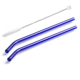2Pcs Colorful Drinking Straws High Borosilicate Glass Straw Reusable Straws for Smoothies Juice Milkshake Coffee Cocktail Straw