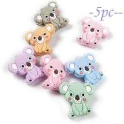 Cute-Idea Baby Silicone Mini Koala Bead 5pcs DIY Infant Chewable Teething Pacifier Chain Toys Accessories Food Grade Baby goods