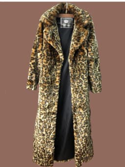 Women's leopard fur coat mink fur coat long fashion casual top Europe and America loose large size warm windbreaker