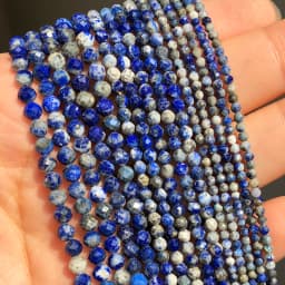 2 3 4mm Faceted Lapis Lazuli Gem Beads Natural Loose Stone Beads for Jewelry Making DIY Bracelet Earrings Accessories 15''Inches