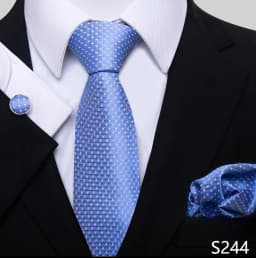 Newest Style Holiday Present 100% Silk Tie Pocket Squares Cufflink Set Necktie Men Dark Blue Wedding Accessories Office Cravat