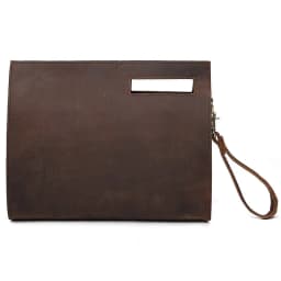 MAHEU Leather Briefcase File Bag Genuine Leather Documents Pouch Featured Crazy Horse Leather A4 File Hand bag Formal Business
