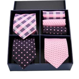 Gift box packing Silk Ties For Men Novelty Hanky Set 3 Styles Men's Tie Formal Red Cravat for Wedding Business Necktie