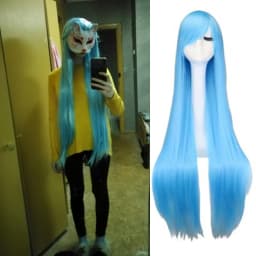 Long Straight Cosplay Wig Black Purple Black Red Pink Blue Dark Brown 100 Cm Synthetic Hair Wigs