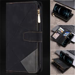 Luxury Leather Zipper Case for iPhone 13 12 11 Pro Max XS XR 7 8 Plus SE 2020 6 6S Mini Wallet Cover Multi Card Slots Phone Bag