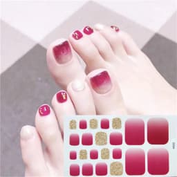 22Tips/Sheet Nail Sticker Adhesive Toenail Art Polish Tips French Glitter Sequins Nail Wraps Strips Easy Toenail Sticker