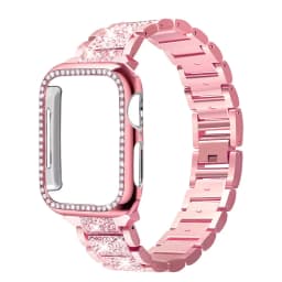 Case+Bling Strap for Apple Watch Band 40mm 44mm 41mm 45mm 38mm 42mm 40 mm Diamond Metal Bracelet iWatch Series 9 8 3 6 se 7 Band
