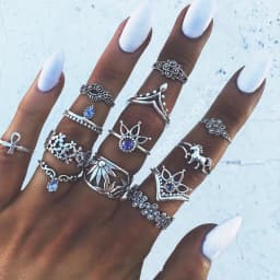 Trendy Geometric Moon Knuckle Finger Rings Set For Women 2021 Bohemian Crystal stone Female Ring Wedding Jewelry