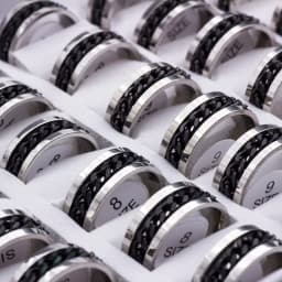 20pcs/lot Cool Spinner Chain Titanium Steel Rotatable Rings For Women Men Jewelry Party Gifts Mix Color Wholesale