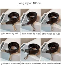 PU Leather Rivet Bag Strap Women Shoulder Crossbody Bag Belt Solid Wide Strap Bag Part Accessories Female Messenger Bag Strap