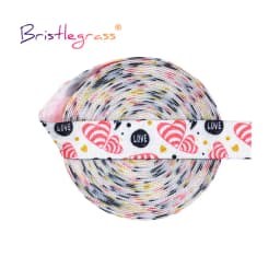 BRISTLEGRASS 2 5 10 Yard 5/8" 15mm Cherry Print Foldover Elastic FOE Spandex Satin Band Tape Hair Tie Headband Dress Sewing Trim