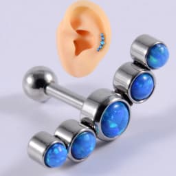 1PC Surgical Steel Five Opal Ear Tragus Cartilage Stud Helix Piercing Earrings Crystal Ear Lobe Piercing Barbell Jewelry
