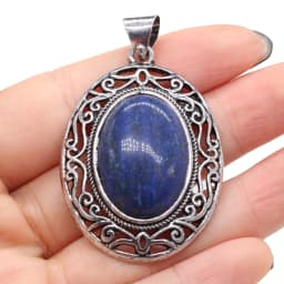 Natural Gem Stone Hollow Alloy Oval Pendant Amethysts Tiger Eye Charms for Jewelry Making DIY Necklace Accessories Gift 33x45mm