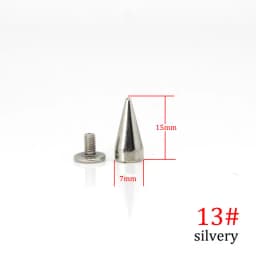 10pcs Metal Punk Spikes Cone Bullet Studs Rivets for Leather Craft Bag Garment Clothing Shoes DIY Parts Accessories