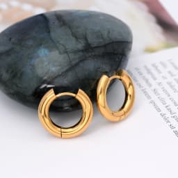 Chunky Thick Stainless Steel Huggie Hoop Simple Piercing Small Black Women Man Big Circle Hoops Earring Round Jewelry