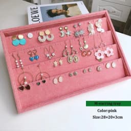 Pink Velvet B/M/S Necklace Earrings Storage Box Showcase Jewellery Stand Holder Ring Jewelry Display Organizer Case Tray Holder