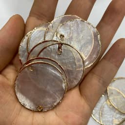 1pc Lapis Lazuli Natural Stone Round Gold-plated Gilt Pendant Craft Jewelry MakingDIY Necklace Earring Accessory Gift Party