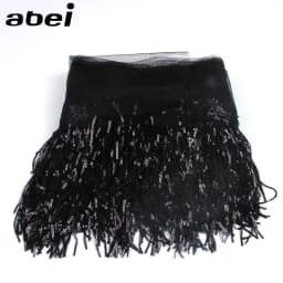 32cm 2yard Shining Mesh Fabric Lace Fringe Sequins Paillette Tassel Ribbon DIY Wedding Party Dance Dress Sewing Accessories