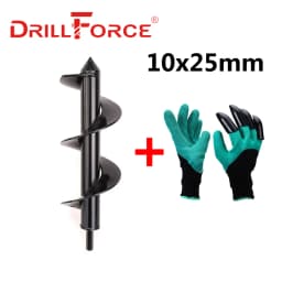 8/9/10cm Garden Auger Spiral Earth Drill Bit Flower Planter Hex Shaft Planting Hole Digger Tool 25/30/35/40/45/50/60cm Long
