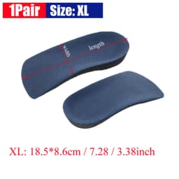 1Pair 3/4 Orthotic Shoe Inserts for Plantar Fasciitis, Foot Arch and Heel Pain Relief, Cup Support for Walking Running Exercise