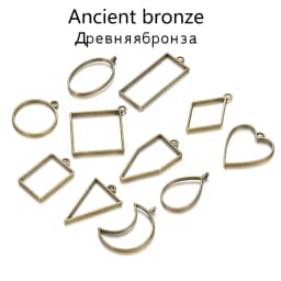 11Pcs/Lot 8 Colors Assorted Geometric Hollow Pressed Flower Frame Pendants Resin for Jewelry Making Necklace Pendant Bezel Mold