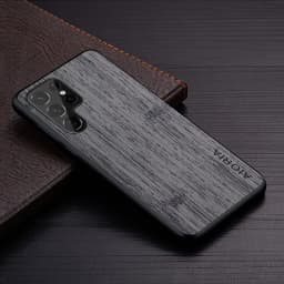 Case for Samsung Galaxy S24 S25 S22 S23 Ultra Plus Edge FE Coque Bamboo Wood Pattern Leather Cover Funda for Samsung S24 Case
