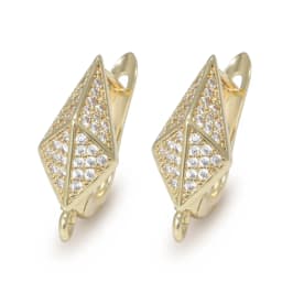 New DIY Earrings Clasps Hooks for Woman Handmade Jewelry Making Accessories Gold Color Brass Zircon Earrings Hook