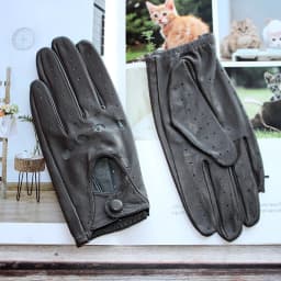Women's Summer Full Finger Leather Gloves Breathable Single-Layer Sheepskin Fashionable Short Motorcycle Riding Gloves
