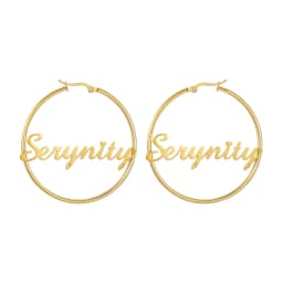 Sipuris Stainless Steel Personalized Customize Name Hoop Earrings Jewelry For Women Circle Earring Fashion 30-60 MM
