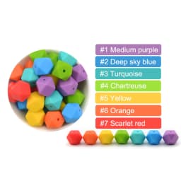 LOFCA Mini Hexagon 20pcs Silicone Beads 14mm Chewing Beads Charm Baby Teether Newburn Teething Necklace Pacifier Clip